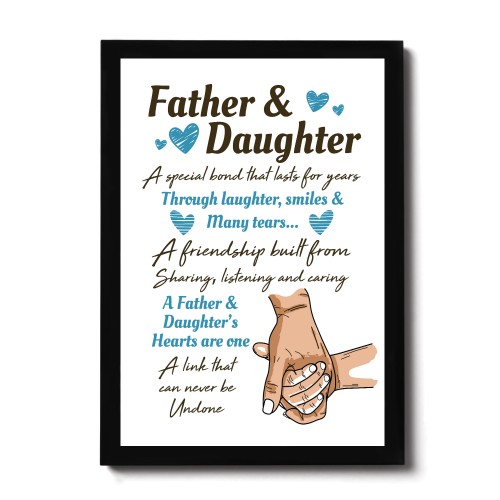 Father And Daughter Gift Black A4 Wooden Frame Fathers Day