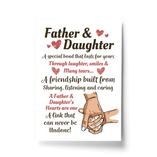 Father And Daughter A4 Framed Print Father's Day Gift For Dad