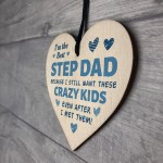 Step Dad Funny Wooden Heart Gift Fathers Day Birthday Stepdad