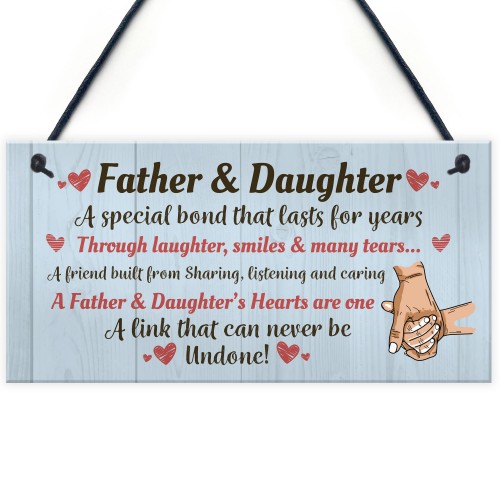 Father and Daughter Hanging Sign Dad Gift From Daughter Fathers