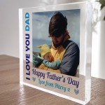 Fathers Day Gift I LOVE YOU DAD Personalised Clear Block