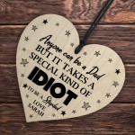 Personalised Step Dad Wooden Heart Joke Gift For Birthday 