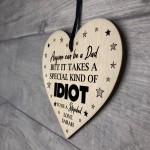 Personalised Step Dad Wooden Heart Joke Gift For Birthday 