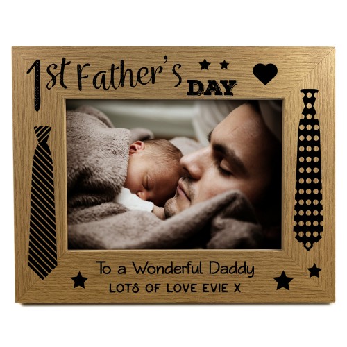 First Fathers Day Personalised Photo Frame 7x5 1st Fathers Day