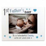 1st Father's Day Gifts For Daddy Personalised 7x5 White Wooden 