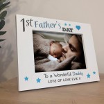 1st Father's Day Gifts For Daddy Personalised 7x5 White Wooden 