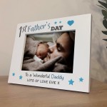 1st Father's Day Gifts For Daddy Personalised 7x5 White Wooden 