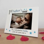 1st Father's Day Gifts For Daddy Personalised 7x5 White Wooden 