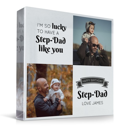 Personalised Step-Dad Birthday Gifts Custom Acrylic Block