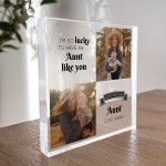 Personalised Auntie Birthday Gifts Acrylic Photo Block Gift