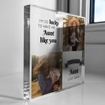 Personalised Auntie Birthday Gifts Acrylic Photo Block Gift