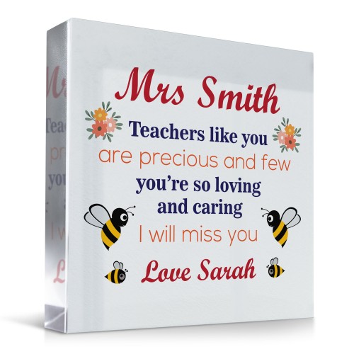 Personalised Teacher Gifts Precious And Few Acrylic Block