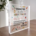 Personalised Thank You Gift For Teacher Teaching Assistant Block