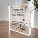 Personalised Thank You Gift For Teacher Teaching Assistant Block