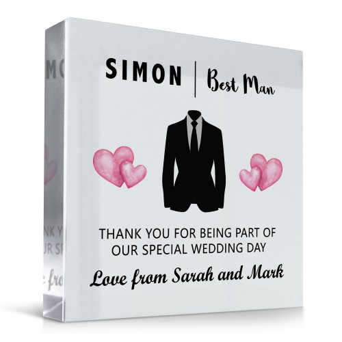 Best Man Thank You Gifts Personalised Acrylic Block Usher Gift