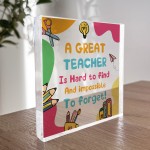 Thank You Gift Acrylic Plaque Leaving Gifts For GREAT TEACHER