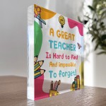 Thank You Gift Acrylic Plaque Leaving Gifts For GREAT TEACHER