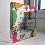 Thank You Gift Acrylic Plaque Leaving Gifts For GREAT TEACHER