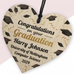 Personalised GRADUATION GIFT Hanging Wood Heart Decoration