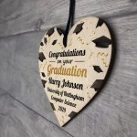 Personalised GRADUATION GIFT Hanging Wood Heart Decoration