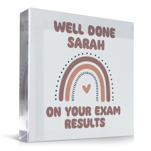 Well Done On Your Exam Results Personalised Acrylic Block