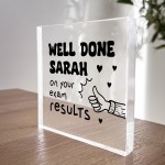 Well Done On Your Exam Results Gift Personalised Acrylic Block