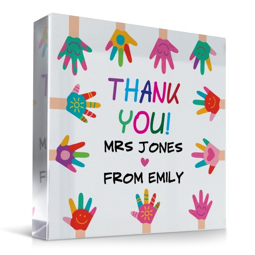 Personalised Teacher Gift Teacher Acrylic Block THANK YOU