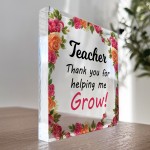 Special Gift For Teacher Thank You For Helping Me Grow Block