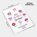 Kiss The Miss Goodbye A3 Print For Hen Party Keepsake Gifts