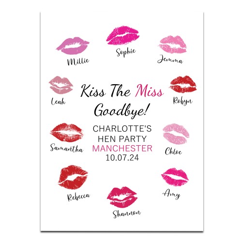 Kiss The Miss Goodbye A3 Hen Party Print Keepsake Gifts