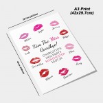 Kiss The Miss Goodbye A3 Hen Party Print Keepsake Gifts