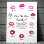 Kiss The Miss Goodbye A3 Hen Party Print Keepsake Gifts