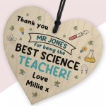 Personalised Gift For Science Teacher Wood Heart Thank You Gift