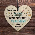 Personalised Gift For Science Teacher Wood Heart Thank You Gift