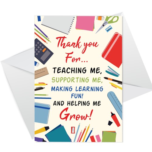 Thank You Cards For School Teacher Nursery Teacher A6 Cards