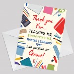 Thank You Cards For School Teacher Nursery Teacher A6 Cards