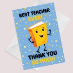 BEST TEACHER EVER CARD Thank You Card For Teacher