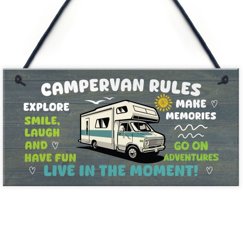 Novelty Campervan Sign Campervan Rules Plaque Travel Wall Plaque