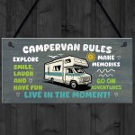 Novelty Campervan Sign Campervan Rules Plaque Travel Wall Plaque