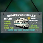 Novelty Campervan Sign Campervan Rules Plaque Travel Wall Plaque