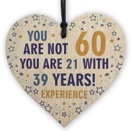 60th Birthday Gift For Men Women Him Her Sixty Years Wood Heart