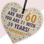 60th Birthday Gift For Men Women Him Her Sixty Years Wood Heart