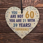 60th Birthday Gift For Men Women Him Her Sixty Years Wood Heart