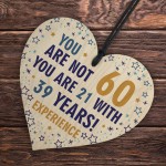 60th Birthday Gift For Men Women Him Her Sixty Years Wood Heart