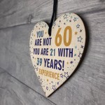 60th Birthday Gift For Men Women Him Her Sixty Years Wood Heart