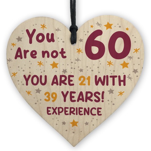 60th Birthday Gift For Women Men Wooden Heart Plaque Mum Grandad