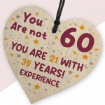 60th Birthday Gift For Women Men Wooden Heart Plaque Mum Grandad