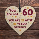 60th Birthday Gift For Women Men Wooden Heart Plaque Mum Grandad