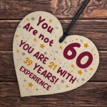 60th Birthday Gift For Women Men Wooden Heart Plaque Mum Grandad