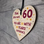 60th Birthday Gift For Women Men Wooden Heart Plaque Mum Grandad